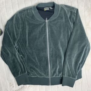 Zella Green Velvet ZIP Down Jacket Size XL